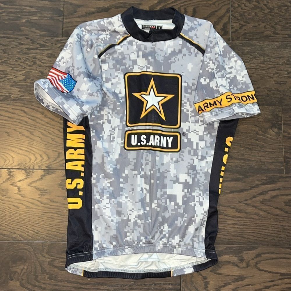 Army Strong Flag Black Knights digi camo camouflage cycling bike 3/4 jersey S